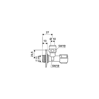 Regulacyjny zawór kątowy COMFORT 1/2" chrom z ASAG