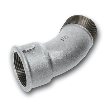 Łuk 45' SANHA 40#, żeliwo (cynk/nikiel) (ocynk), 1 1/2'' (GW x GZ)