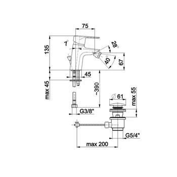 Bateria bidetowa KFA Armatura GERMAN, kolor chrom