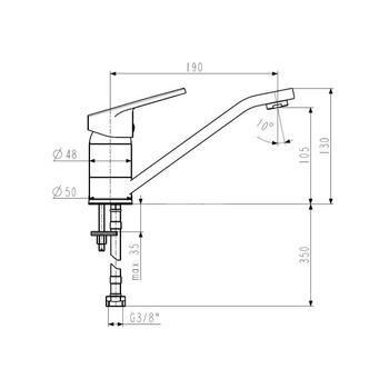 Bateria zlewozmywakowa stojąca KFA Armatura TOPAZ, obrot. wylewka, kolor chrom, mosiądz