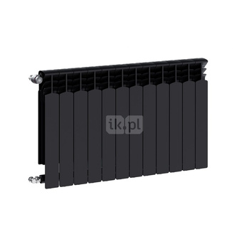 Grzejnik żeberkowy KFA Armatura G600F/12 aluminium, podłączenie boczne 672 x 966 mm, kolor czarny