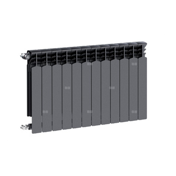 Grzejnik żeberkowy KFA Armatura G600F/12 aluminium, podłączenie boczne 672 x 966 mm, kolor grafit