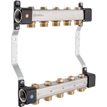 Rozdzielacz InoxFlow z zaworami odcinającymi (seria RVV) rozstaw 50 mm - 8 obwodów