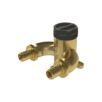 Kolano ścienne mosiężne z uszami typu U GW ultraLINE - 14 Rp1/2" L = 41 mm