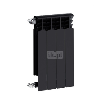 Grzejnik żeberkowy KFA Armatura G600F/4 aluminium, podłączenie boczne 672 x 322 mm, kolor czarny
