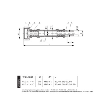 Wąż przyłączeniowy elastyczny PERFEXIM PHA-9145/C DN 8, GW x GZ, 1/2'' x M10, długość 800 mm