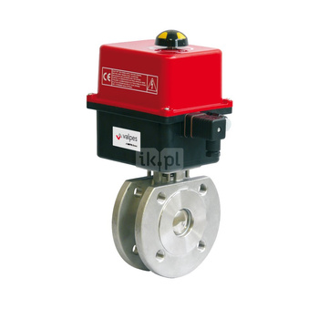 Zawór odcinający kulowy ze stali nierdzewnej typ 221/223, kołnierzowy z napędem elektrycznym 24V AC/DC, Pnom=1.6MPa, Tmax=180C DN 32