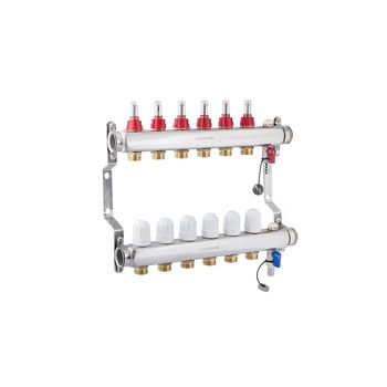 PHA-127 7-obwodowy PN6 Rozdzielacz ze stali nierdzewnej z odpowietrznikiem automatycznym do ogrzewania podłogowego