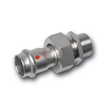 Śrubunek SANHA NiroTherm Industry z uszczelką trzyczęściowy, stal nierdzewna, 15 mm x 3/4'' (zw x GZ)