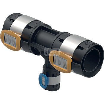 Trójnik redukcyjny Geberit FlowFit: Materiał=PPSU, d=63mm, d1=25mm, d2=63mm