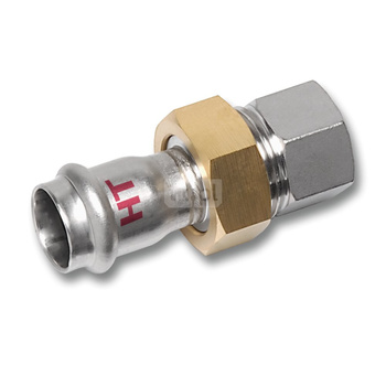 Śrubunek SANHA NiroSan Press Industry z uszczelką i nakrętką z mosiądzu trzyczęściowy, stal nierdzewna, 54 mm x 2'' (zw x GW)