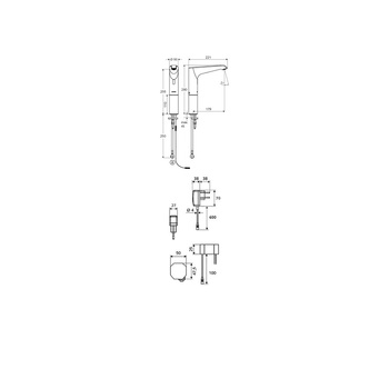 Bateria umywalkowa XERIS E 230V, chrom elektroniczna typ HDK, large