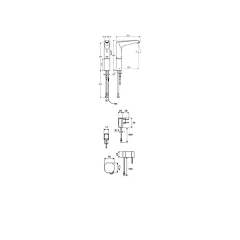 Bateria umywalkowa XERIS E 230V, chrom elektroniczna typ HDM, large