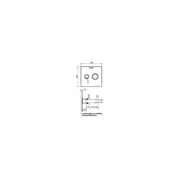 Podtynkowa wylewka ścienna LINUS W-E-M, 230 mm elektroniczna z mieszaczem, 9V, chrom