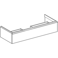 Szafka pod umywalkę Geberit iCon, z jedną szufladą: Szerokość umywalki=120cm, Korpus i front: biały / lakierowany matowy, Uchwyt: biały / powlekany proszkowo, matowy