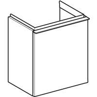 Szafka pod małą umywalkę Geberit iCon, z jednymi drzwiami: Szerokość umywalki=38cm, H=41.5cm, Drzwi=Zawias po lewej, Korpus i front: lava / lakierowany matowy, Uchwyt: lava / malowany proszkowo, matowy