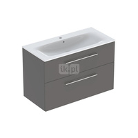 Geberit Selnova Square Zestaw szafki pod umywalkę, z dwiema szufladami, B100cm, H65.2cm, T50.2cm, lava, z umywalką meblową, cienki rant, z przelewem, z otworem na baterię