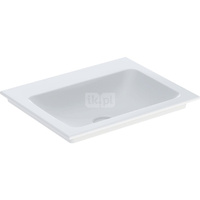 Umywalka GEBERIT ONE prostokątna, biała / KeraTect, 600mm, bez otworu na baterię, nakładany od góry, bez odpływu przelewowego, półka od ściany