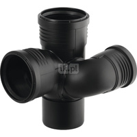 Czwórnik GEBERIT Silent-PP polipropylen, 90 mm x 75 mm x 90 mm x 90 mm DN 90 x DN 70 x DN 90 x DN 90, mw x mw x mw x mw