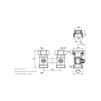7006+8021 G1/2xG3/4 PN10 DN15 Zespół kurków kulowych grzejnikowych P CuZn-C PN-M-75002