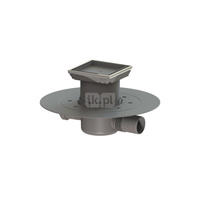 Wpust KESSEL Superflat z 1 przyłączem DN 50, odpływ poziomy (zdejmowany), kratka 110x110mm tworzywo sztuczne