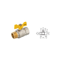 Zawór kulowy gazowy 3/4" GW-GZ typ G18 z motylkiem