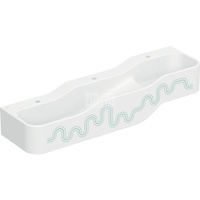 Umywalka GEBERIT Bambini 3-stanowiskowa prostokątna (rynna, elementy dekoracyjne), biała, 1400mm, otwór na baterię na środku (x3), bez odpływu przelewowego, półka od ściany