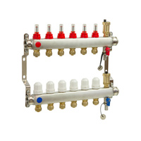PHA-127/Z 3-obwodowy PN6 Rozdzielacz ze stali nierdzewnej do ogrzewania podłogowego z odpowietrznikiem automatycznym i złączkami 16x1/2"