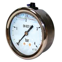 Manometr z rurką Bourdona SOCLA glicerynowy 312G 0-25 bar Gwint zewnętrzny 1/4'' aksjalny fi 50 mm, obudowa ze stali nierdzewnej