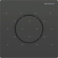 Przycisk uruchamiający Geberit typ 10 do zaworu spłukującego do pisuarów z pneumatycznym uruchamianiem spłukiwania, płyta i przycisk: czarne, pierścień ozdobny: czarny mat