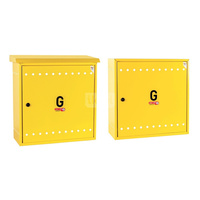 Skrzynka gazowa, 450x450x250, naścienna, metalowa, ze skośnym daszkiem - żółta, (na gazomierz G4/G6 bez reduktora) 