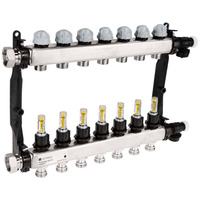 Rozdzielacz do ogrzewania podłogowego AFRISO ProCalida VA 1C 7-obieg. stal nierdzewna GZ 1'' x euroconus 3/4''