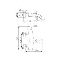 Bateria wannowa ścienna KFA Armatura DIAMENT, kolor chrom