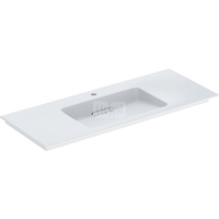 Umywalka GEBERIT ONE prostokątna, biała / KeraTect, 1200mm, otwór na baterię na środku, nakładany od góry, bez odpływu przelewowego, półki z obu stron