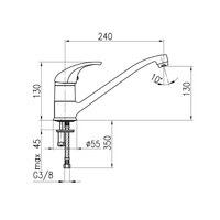 Bateria zlewozmywakowa stojąca KFA Armatura BARYT, obrot. wylewka, kolor chrom, mosiądz
