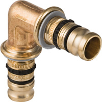 Kolano 90' GEBERIT Mepla, mosiądz, 16 mm, DN 12 x 16 mm x DN 12 (końcówka wciskowa x końcówka wciskowa)