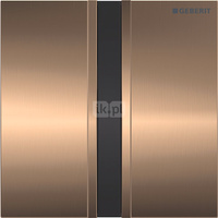 Elektroniczny zawór spłukujący Geberit do pisuaru, zasilanie bateryjne, Typ 50, chrom szczotk., czerwone złoto, prostokątny