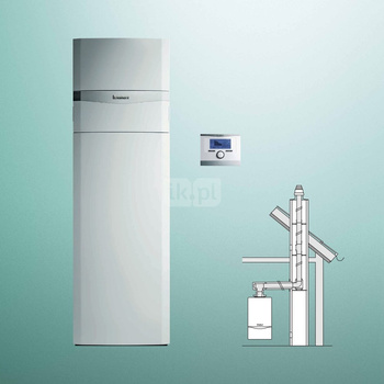 Pakiet - Kocioł gazowy dwufunkcyjny VAILLANT ecoCOMPACT VSC 206/4-5 150 kondensacyjny stojący 4.3 -21.5kW + Regulator multiMATIC 700 + Zestaw powietrzno-spalinowy szachtowy