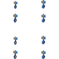 Przepustnica bezkołnierzowa SYLAX z napędem pneumatycznym SOCLA dwustronnego działania (ciśnienie powietrza zasilającego 6 bar), dysk: AISI316, wykładzina: EPDM, korpus: GG25 epoksyd., Pnom 1,0 MPa, tmax=120 st.C DN 350