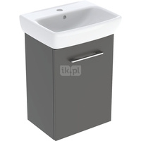 Geberit Selnova Square Zestaw szafki pod umywalkę , B45cm, H64.9cm, T35cm, z jednymi drzwiami, lava, z umywalką kompaktową, z przelewem, z otworem na baterię