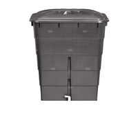 SQUARE zbiornik na deszczówkę 300 litrów, grafitowy, z pokrywą i kurkiem