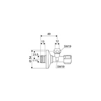 Regulacyjny zawór kątowy COMFORT 1/2"-12mm chrom z ASAG