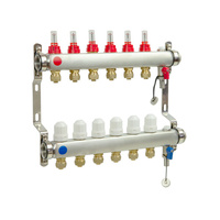 PHA-127/1/S/Z 11-obwodowy PN6 Rozdzielacz ze stali nierdzewnej do ogrzewania podłogowego z odpowietrznikiem ręcznym oraz ze złączkami 16x1/2"