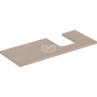 Blat pod umywalkę Geberit ONE z wycięciem, do umywalki nablatowej w kształcie misy: B=119cm, Dąb, Melamina, struktura drewna, Przekrój=Prawa strona