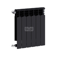 Grzejnik żeberkowy KFA Armatura G600F/6 aluminium, podłączenie boczne 672 x 483 mm, kolor czarny