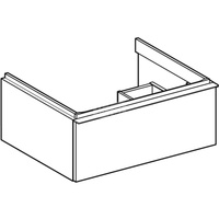 Szafka pod umywalkę Geberit iCon, z jedną szufladą: Szerokość umywalki=60cm, Korpus i front: biały / lakierowany na wysoki połysk, Uchwyt: chromowany z połyskiem 