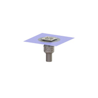 Wpust Ferrofix DN70, odpł.pion, z nasadką Variofix z ABS i kratką/ramą nierdz. 138x138, przeciwpośl., sys.125