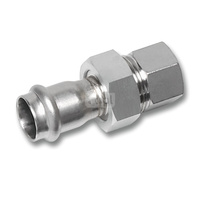 Śrubunek SANHA NiroSan Press z uszczelką trzyczęściowy, stal nierdzewna, 22 mm x 3/4'' (zw x GW)