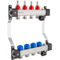 Rozdzielacz InoxFlow z zaworami do siłowników i przepływomierzami (seria UFST) - 11 obwodów