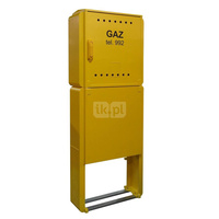 Skrzynka gazowa 600x600x250 wolnostojąca z laminatu + postument + monozłącze, RAL 1021 żółta, PSG, niskie ciśnienie